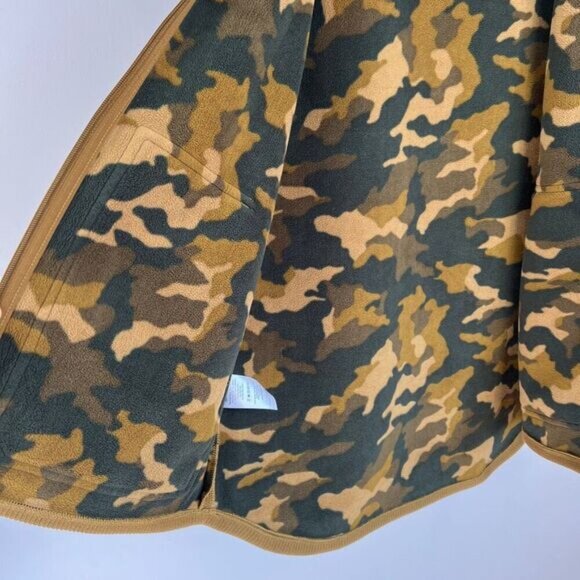 Eddie Bauer Men’s Medium Brown Tan Camo Fleece Ribbed Lined Hooded Vest Jacket - Picture 12 of 13